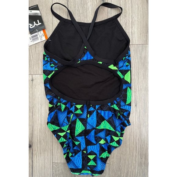 TYR DuraFast Elite Kaleidoscope DiamondFit One Piece Swimsuit Blue Green Size 16 - Picture 3 of 7